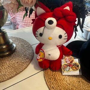 Red Hello Kitty Plush with Bow from Japan
